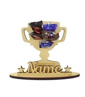 6mm Personalised 'No 1' Trophy Shape Mini Chocolate Bar Holder on a Stand - Stand Options